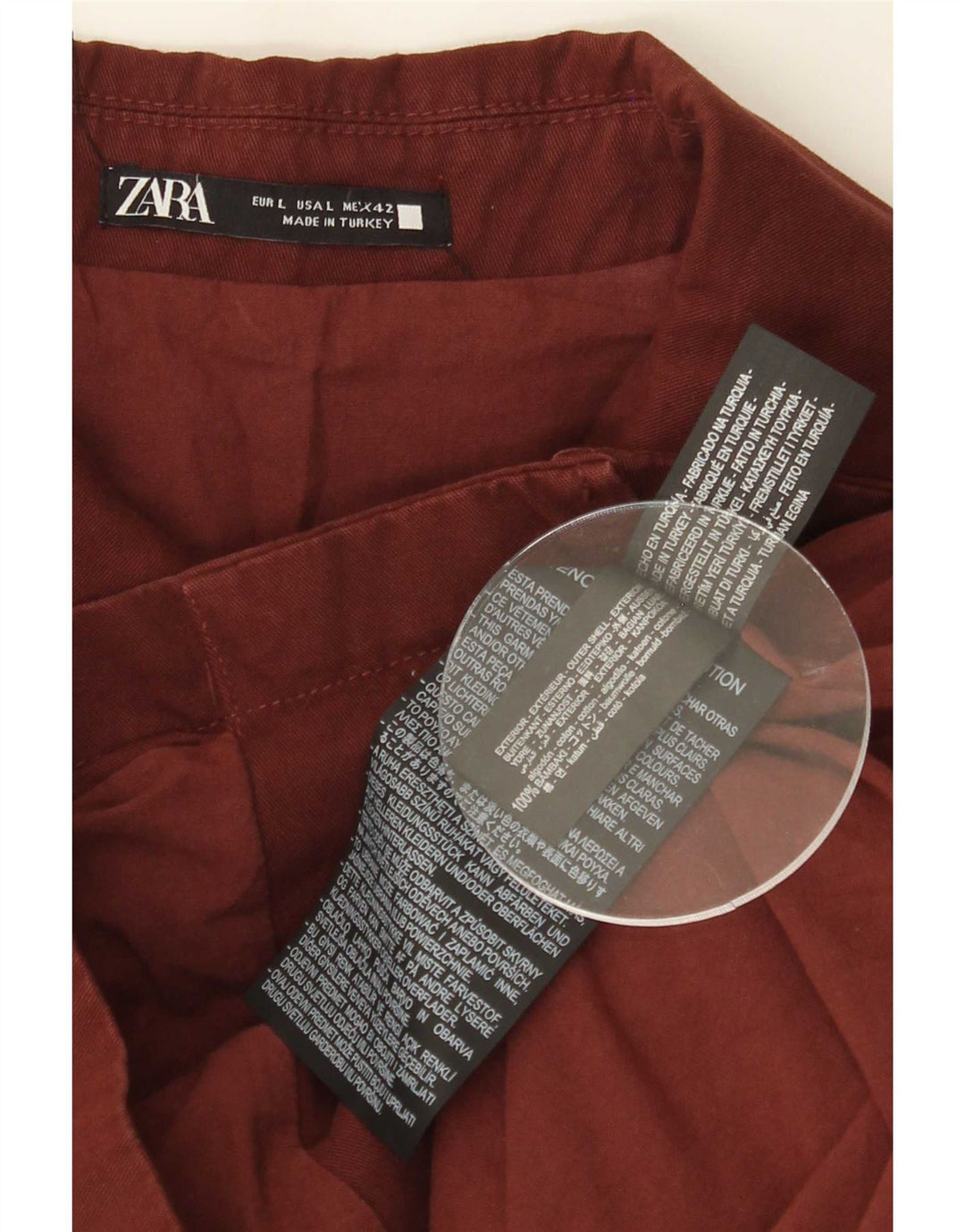 Zara Mens Bomber Jacket UK 40 Large Burgundy Cotton