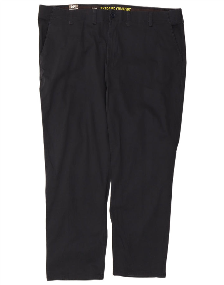 LEE Mens Extreme Comfort Straight Chino Trousers W48 L30  Navy Blue Cotton