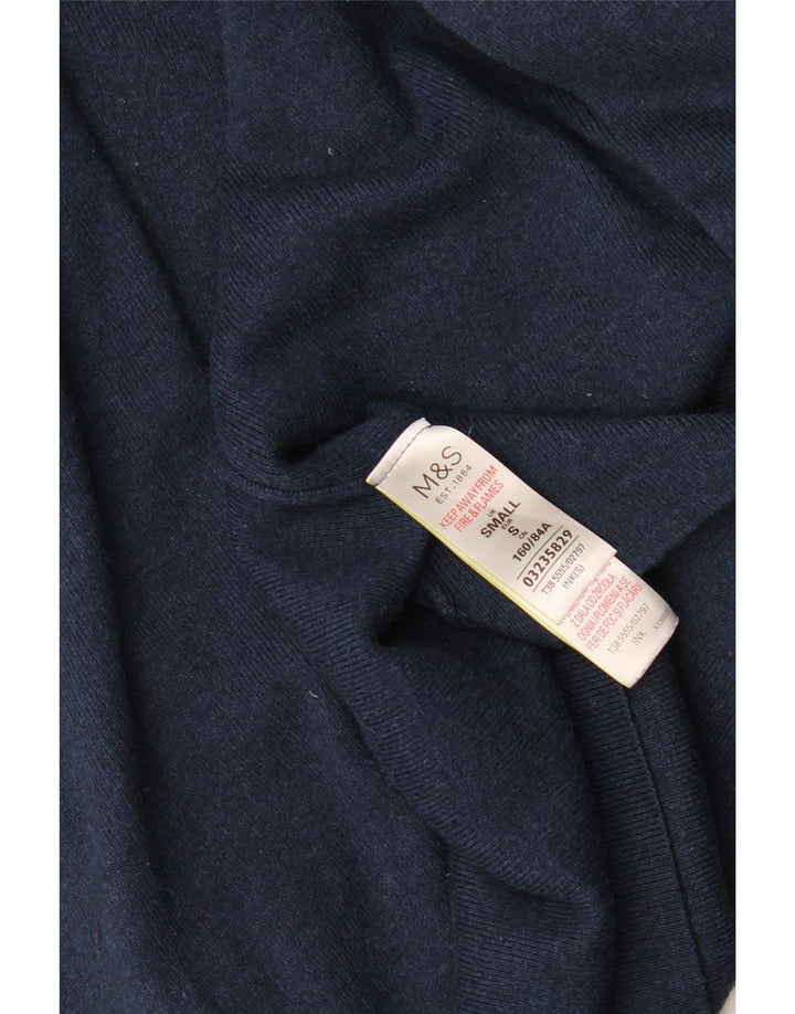 Marks & Spencer Womens Longline Open Cardigan Sweater UK 10 Small Navy Blue