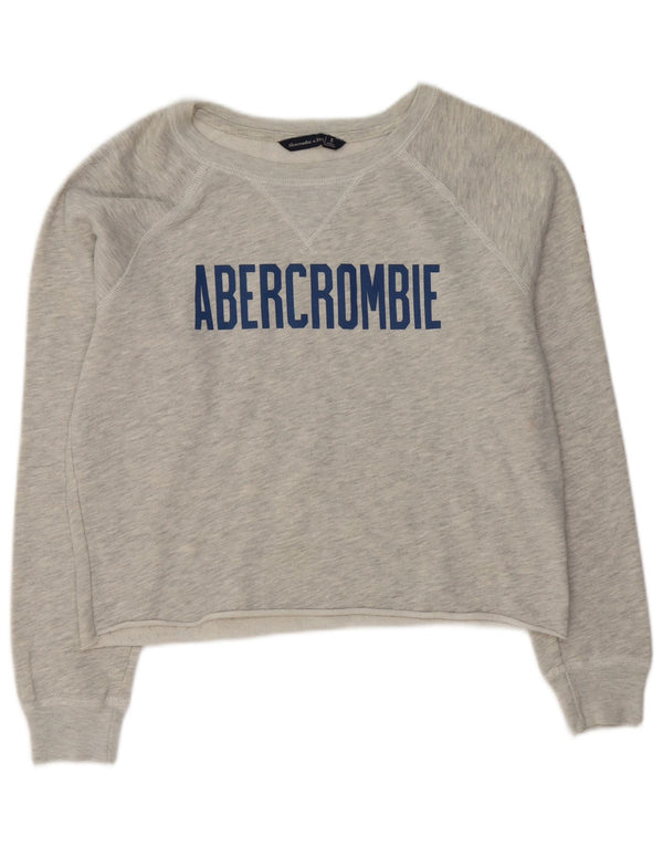 Abercrombie & Fitch Womens Graphic Sweatshirt Jumper UK 10 Small Grey