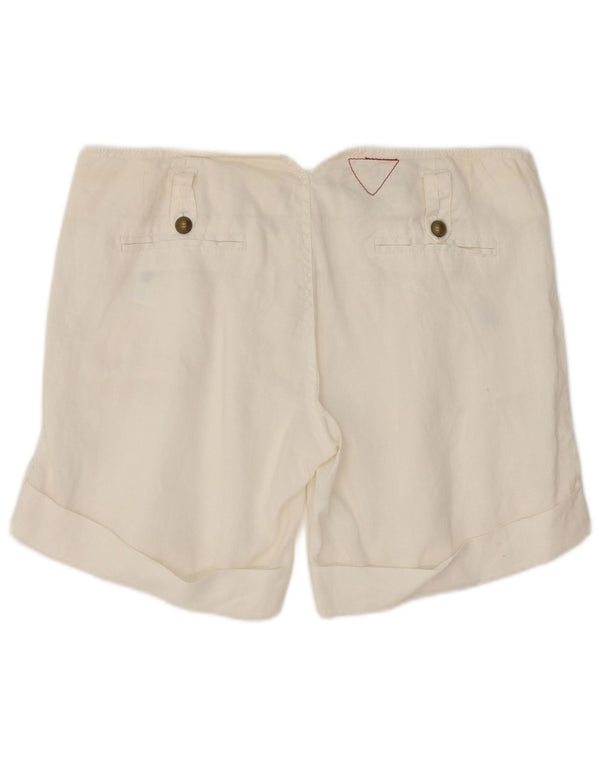 Guess Womens Casual Shorts W31 Medium White Ramie