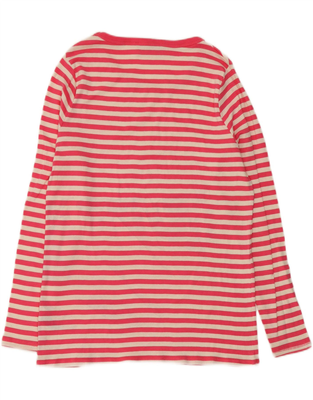 Marks & Spencer Womens Top Long Sleeve UK 16 Large Pink Striped Cotton