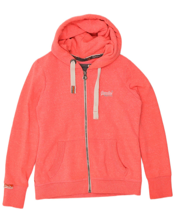 Superdry Womens Zip Hoodie Sweater UK 16 Large Pink Polyester