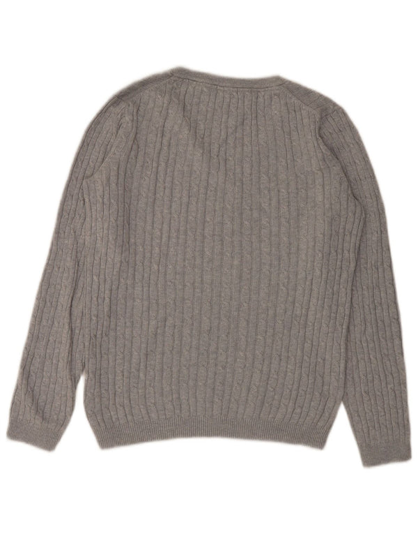 Crew Clothing Womens V-Neck Jumper Sweater UK 12 Medium Grey Cotton