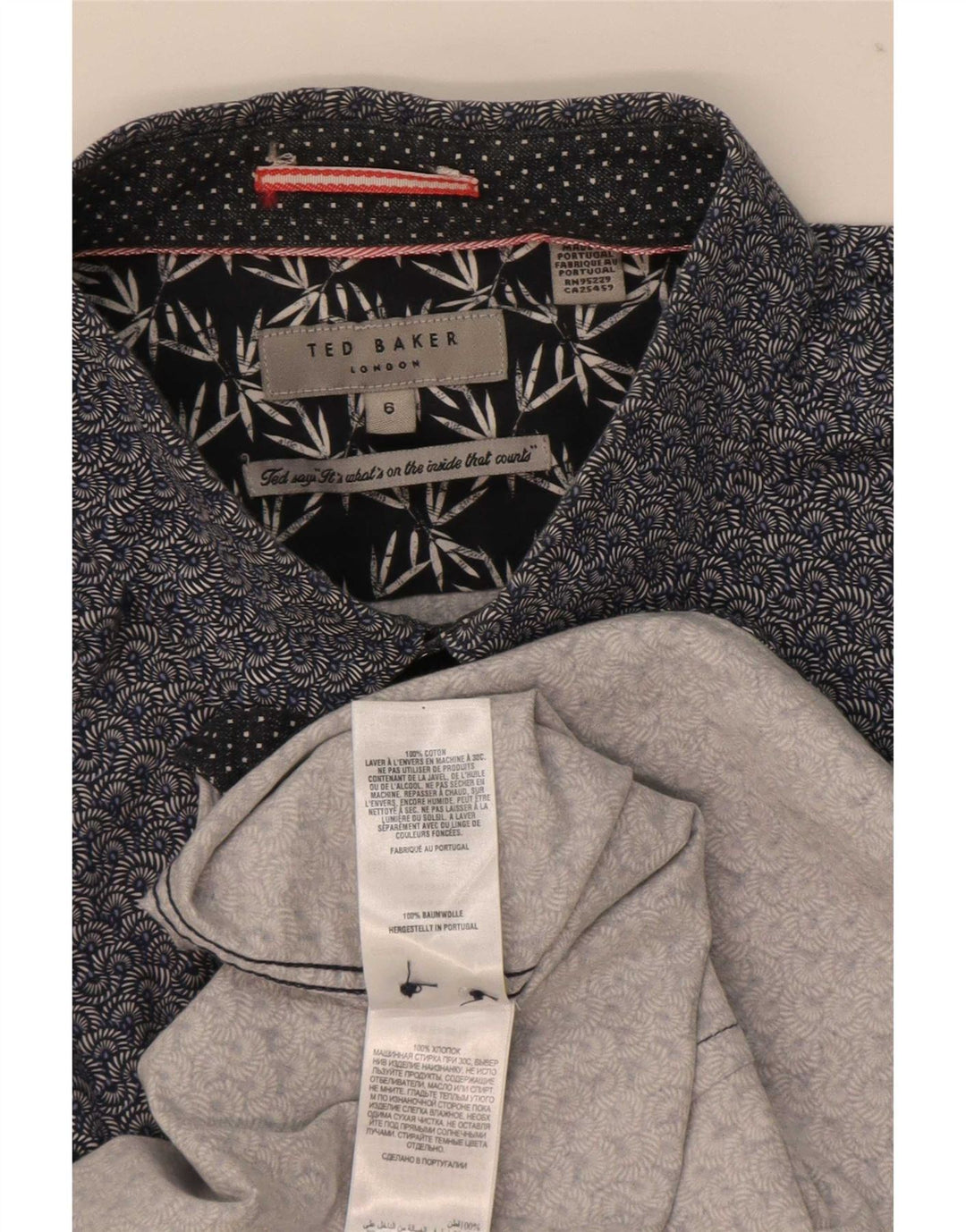 Ted Baker Mens Shirt Size 6 2XL Navy Blue Floral Cotton