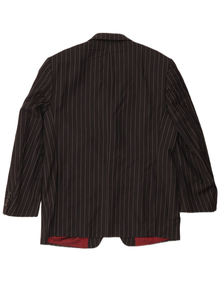 Marks & Spencer Mens 3 Button Blazer Jacket UK 42 Large Black Pinstripe