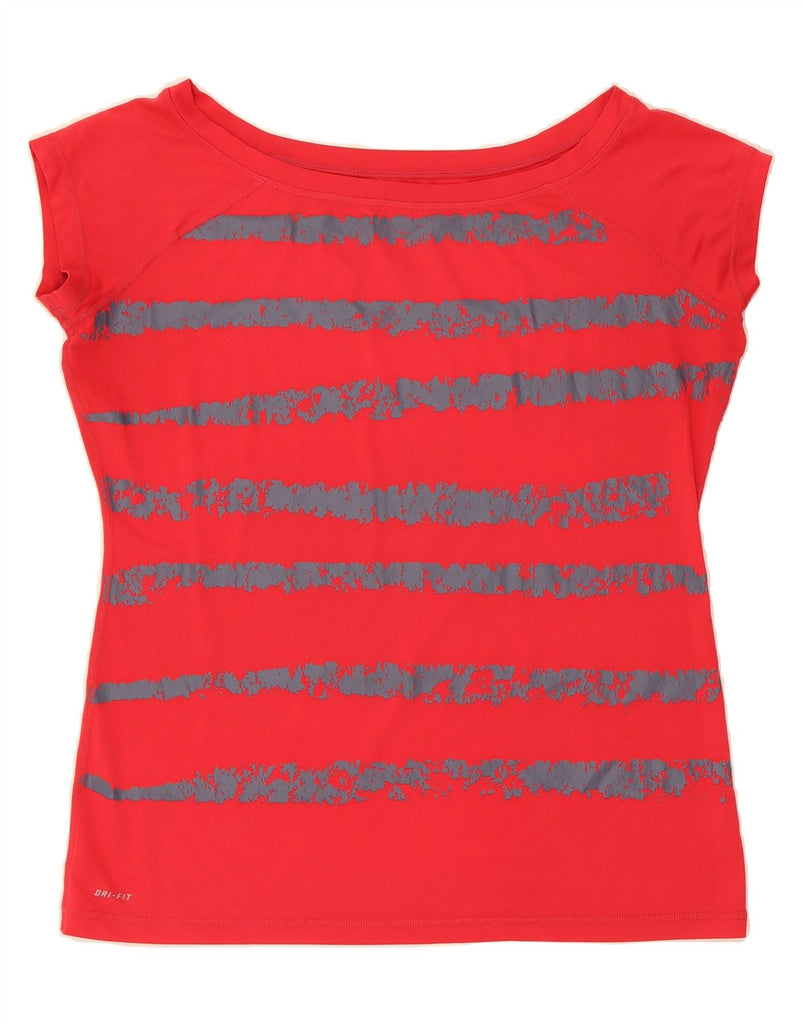 NIKE Womens Dri Fit Loose Fit T-Shirt Top UK 18 XL Red Striped Vintage Nike and Second-Hand Nike from Messina Hembry 