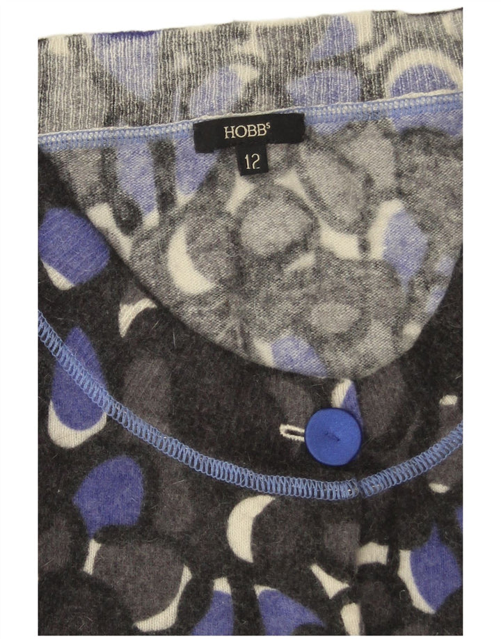 Hobbs Womens Cardigan Sweater UK 12 Medium Grey Floral Lambswool