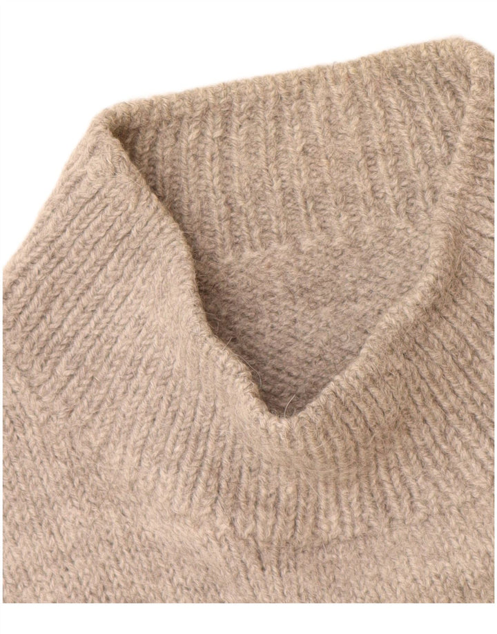 Vintage Womens Turtle Neck Jumper Sweater UK 14 Large Grey Flecked