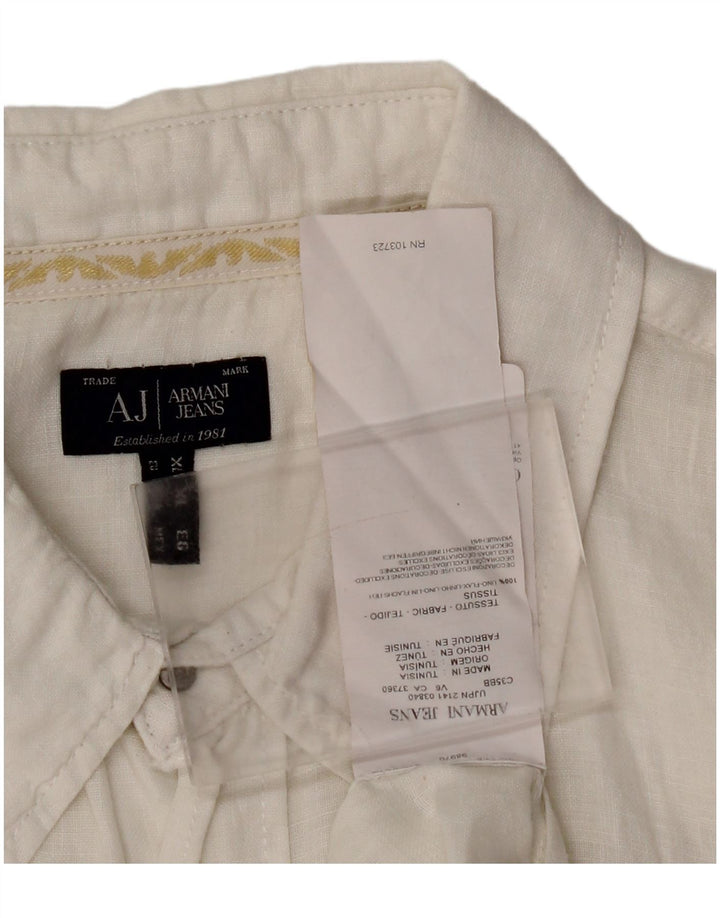 ARMANI JEANS Mens Shirt XL White Linen