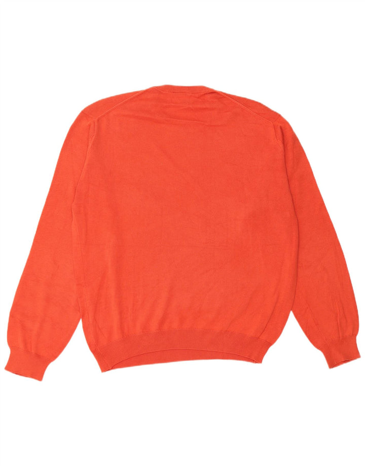 Lacoste Mens Crew Neck Jumper Sweater Size 4 Medium Orange Cotton
