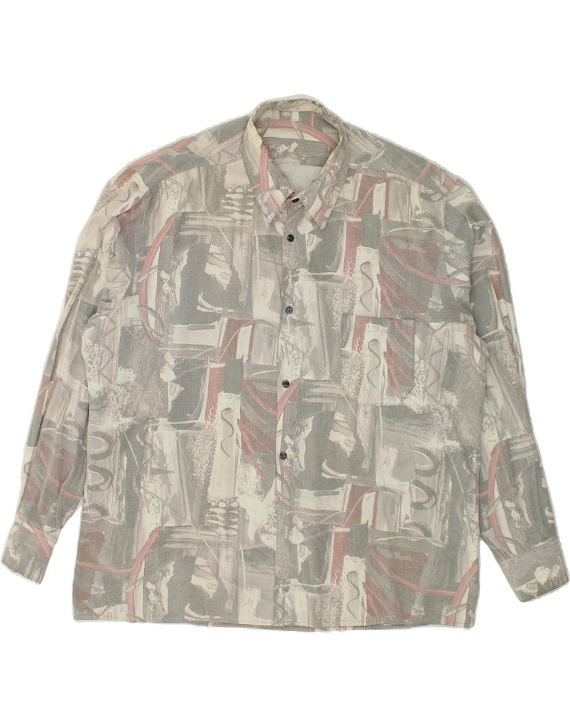 VINTAGE Mens Abstract Pattern Shirt 2XL Grey Vintage Vintage and Second-Hand Vintage from Messina Hembry 