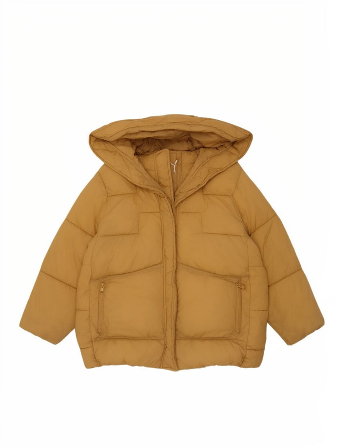 Zara Girls Hooded Padded Jacket 11-12 Years Yellow Polyamide