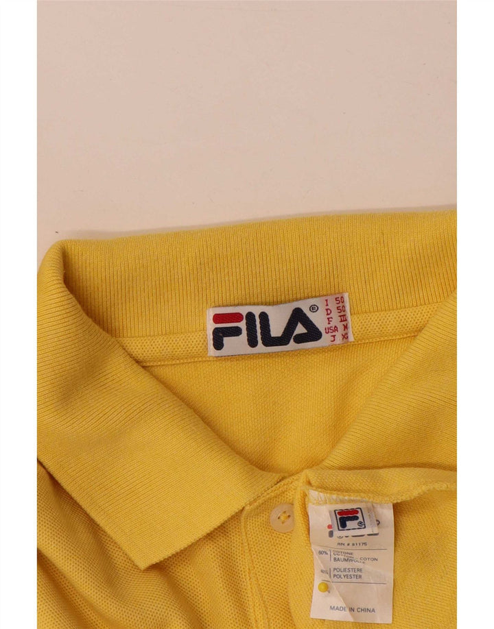 Fila Mens Polo Shirt IT 50 Medium Yellow Cotton