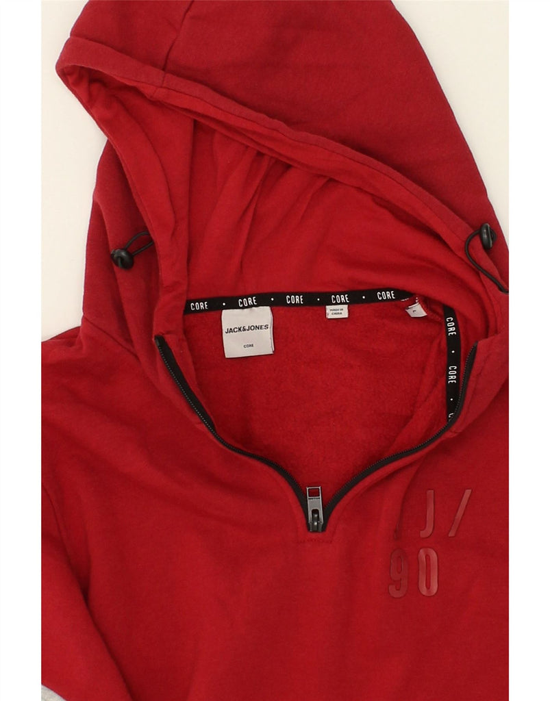 JACK & JONES Mens Zip Neck Hoodie Jumper Large Red Colourblock Polyester | Vintage Jack & Jones | Thrift | Second-Hand Jack & Jones | Used Clothing | Messina Hembry 