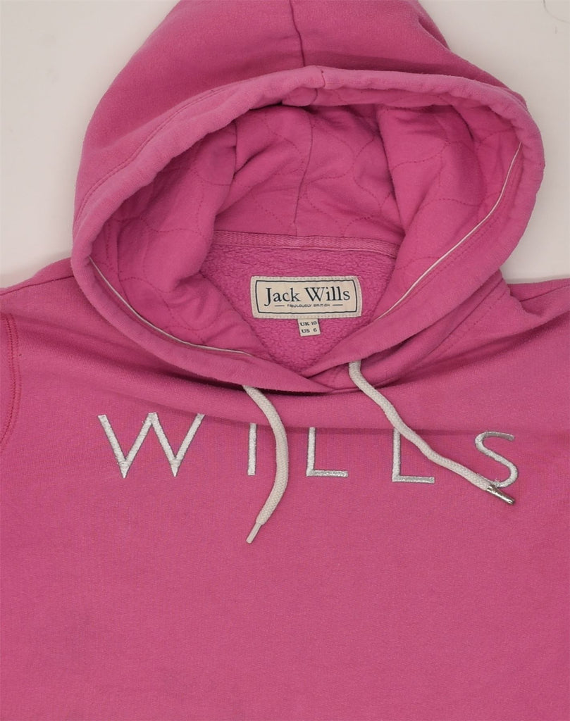 JACK WILLS Womens Graphic Hoodie Jumper UK 10 Small Pink Cotton | Vintage Jack Wills | Thrift | Second-Hand Jack Wills | Used Clothing | Messina Hembry 