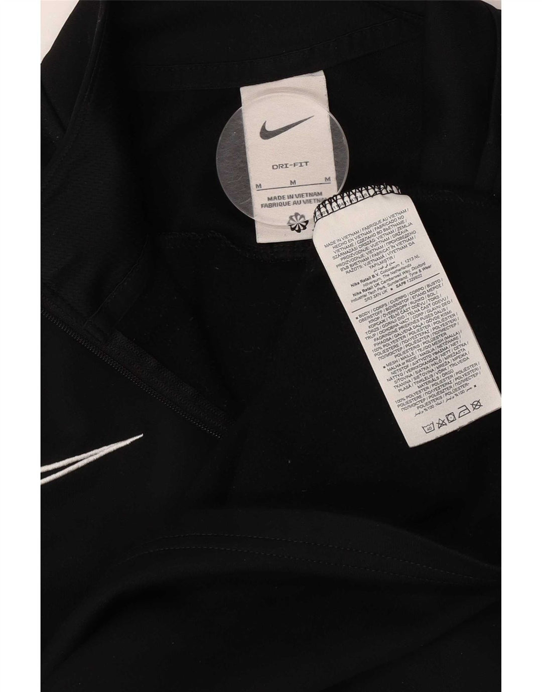 Nike Mens Dri Fit Zip Neck Pullover Tracksuit Top Medium Black Colourblock