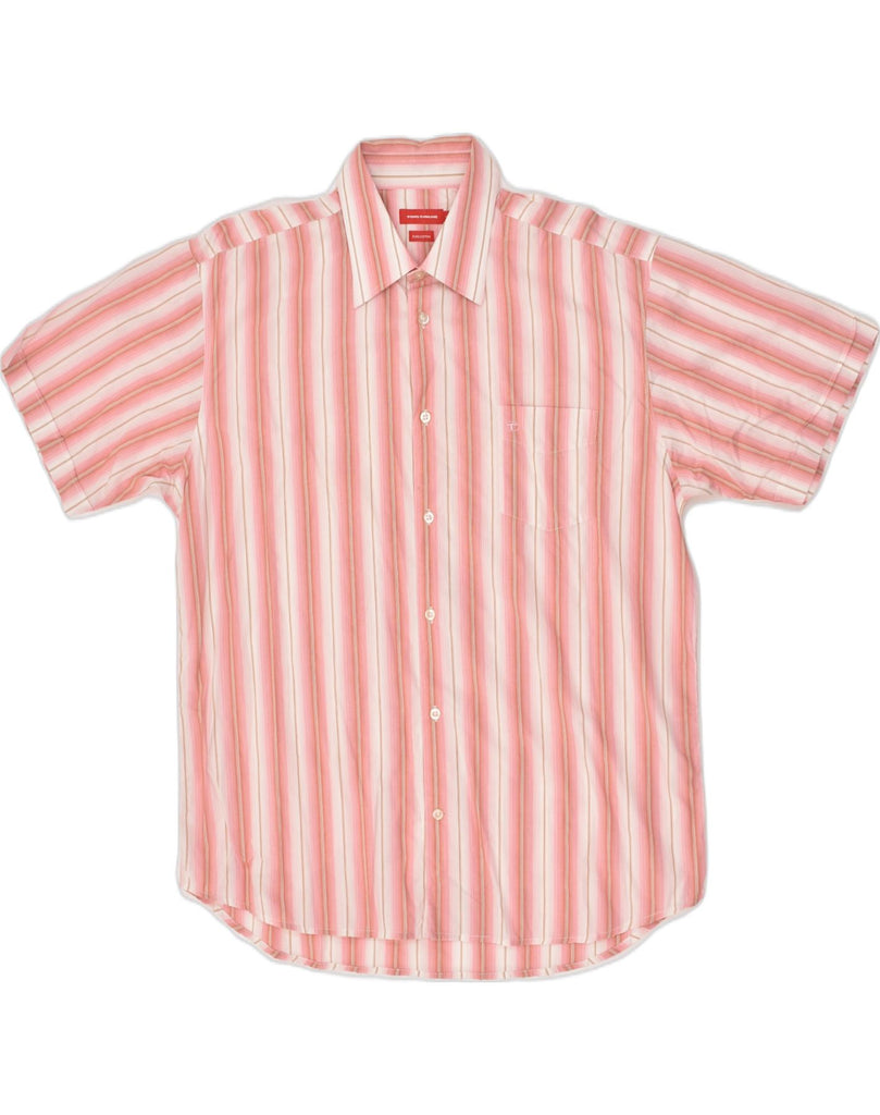 TOM TAILOR Mens Short Sleeve Shirt Large Pink Striped Cotton | Vintage Tom Tailor | Thrift | Second-Hand Tom Tailor | Used Clothing | Messina Hembry 