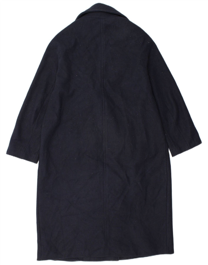 Zara Mens Double Breasted Coat UK 36 Small Navy Blue Polyester