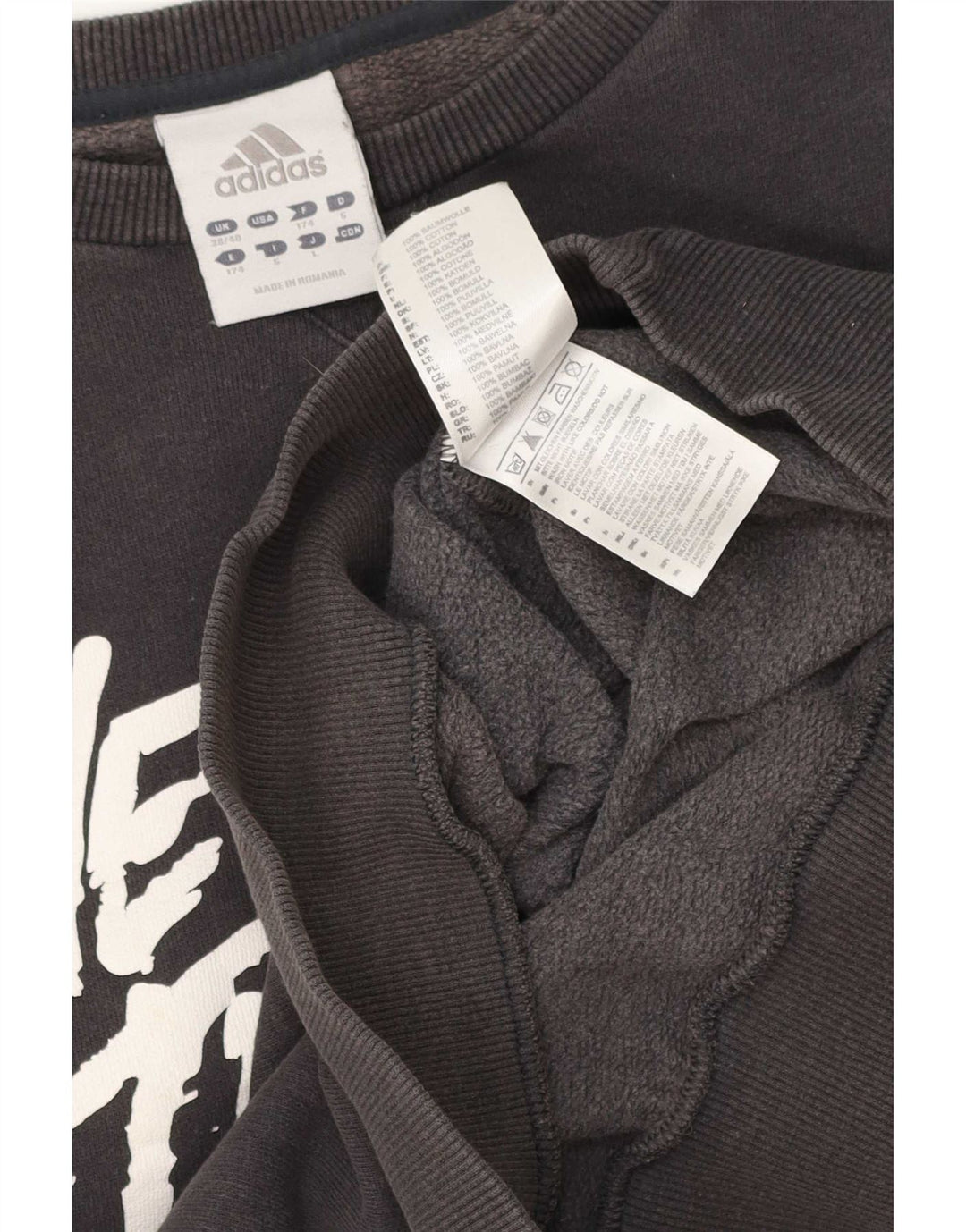 Adidas Mens Graphic Sweatshirt Jumper UK 38/40 Medium Grey Cotton