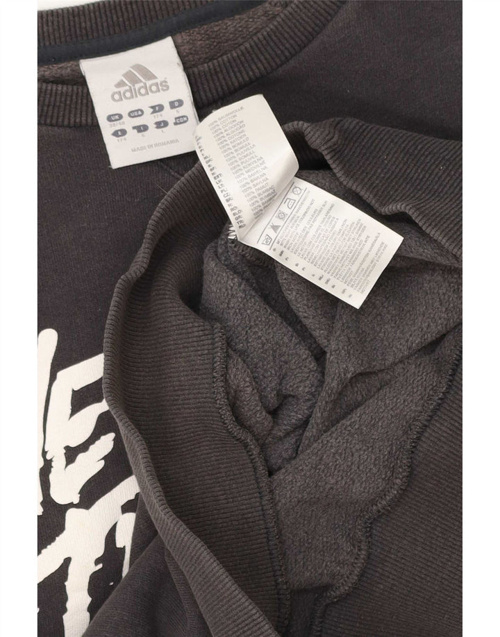 Adidas Mens Graphic Sweatshirt Jumper UK 38/40 Medium Grey Cotton