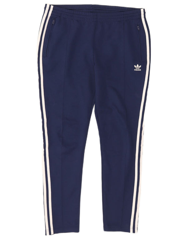 Adidas Womens Tracksuit Trousers UK 14 Large Navy Blue Polyester