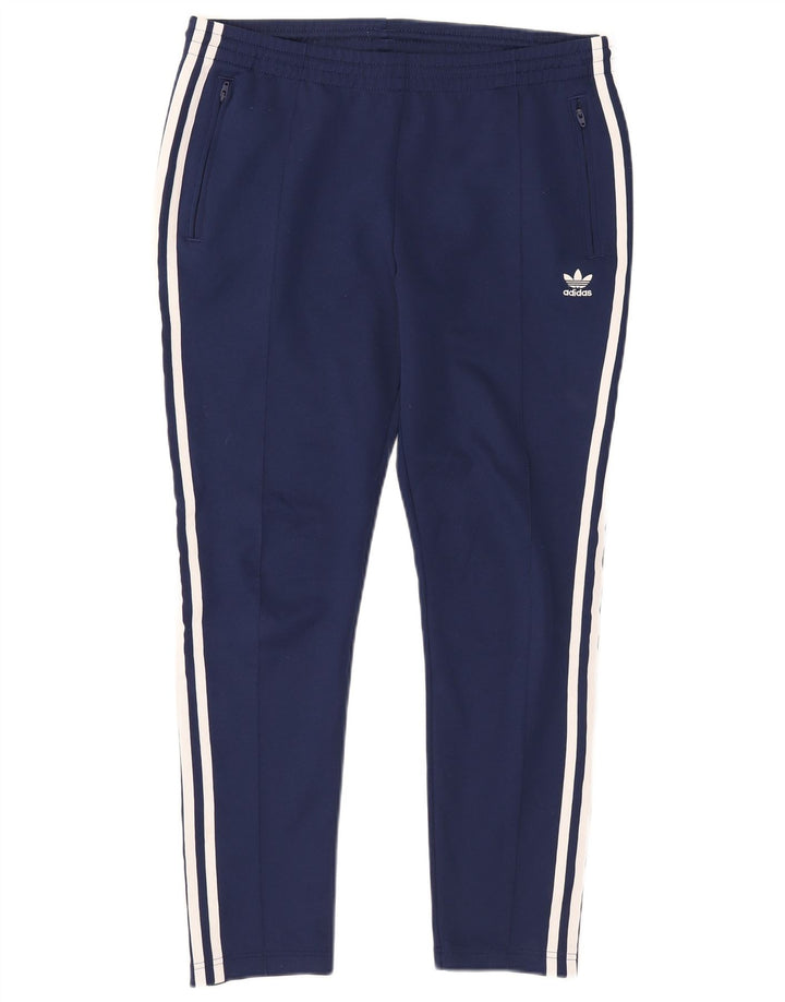 Adidas Womens Tracksuit Trousers UK 14 Large Navy Blue Polyester