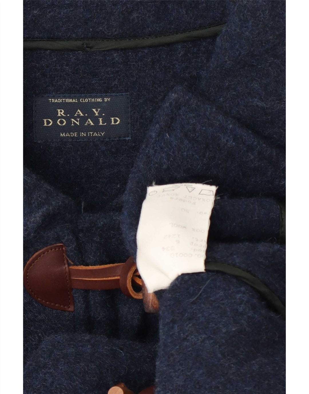 Vintage Mens Duffle Coat IT 50 Large Navy Blue Wool