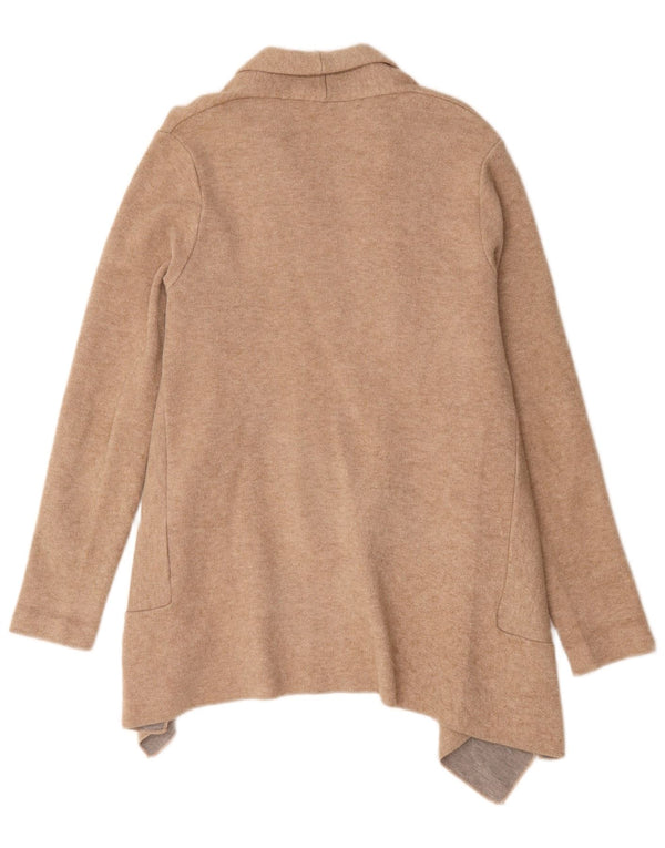 Zara Womens Asymmetric Longline Cardigan Sweater UK 14 Medium Beige