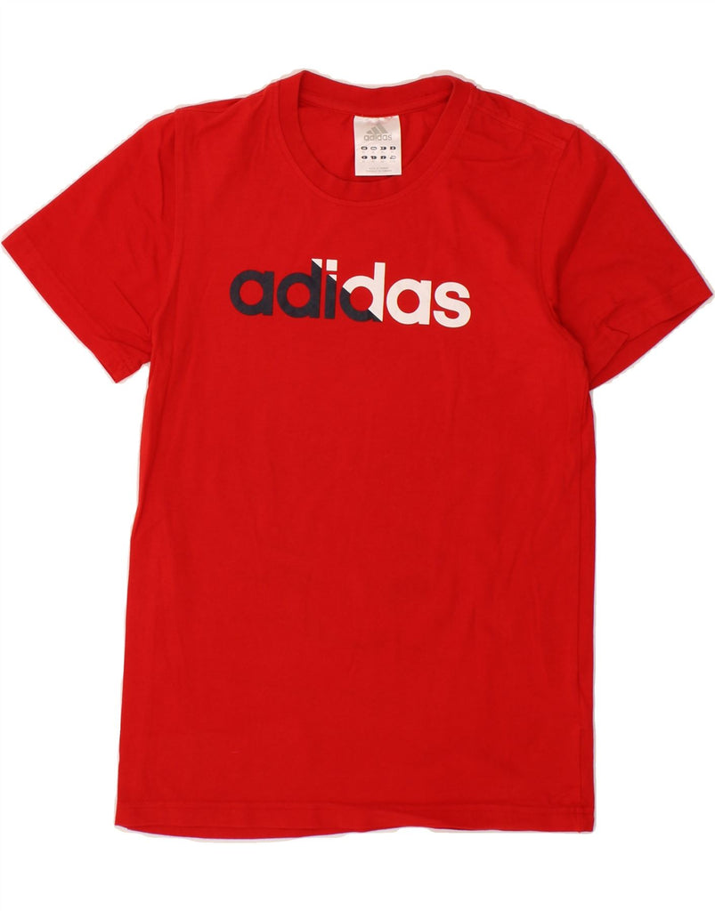 ADIDAS Womens Graphic T-Shirt Top UK 6 XS Red Cotton Vintage Adidas and Second-Hand Adidas from Messina Hembry 