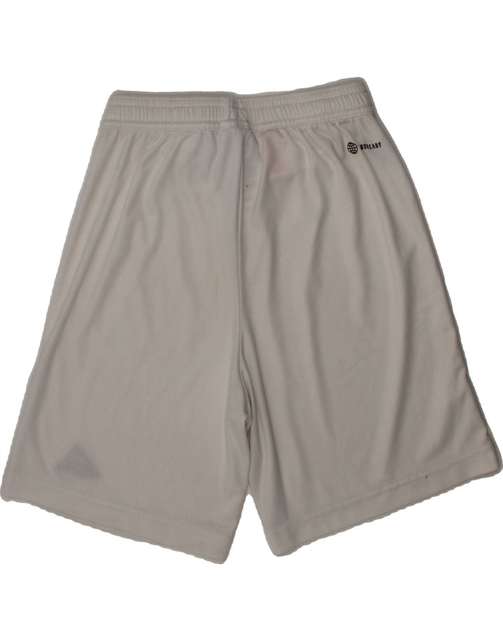 ADIDAS Boys Aeroready Sport Shorts 11-12 Years  White Polyester Vintage Adidas and Second-Hand Adidas from Messina Hembry 