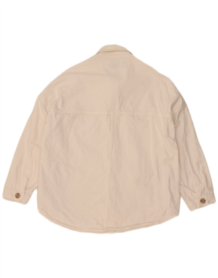 Zara Womens Oversized Denim Jacket UK 14 Medium White Cotton