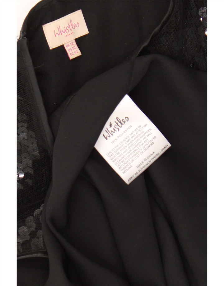 Whistles Womens Sleeveless Sequin Sheath Dress UK 14 Large Black Polyester