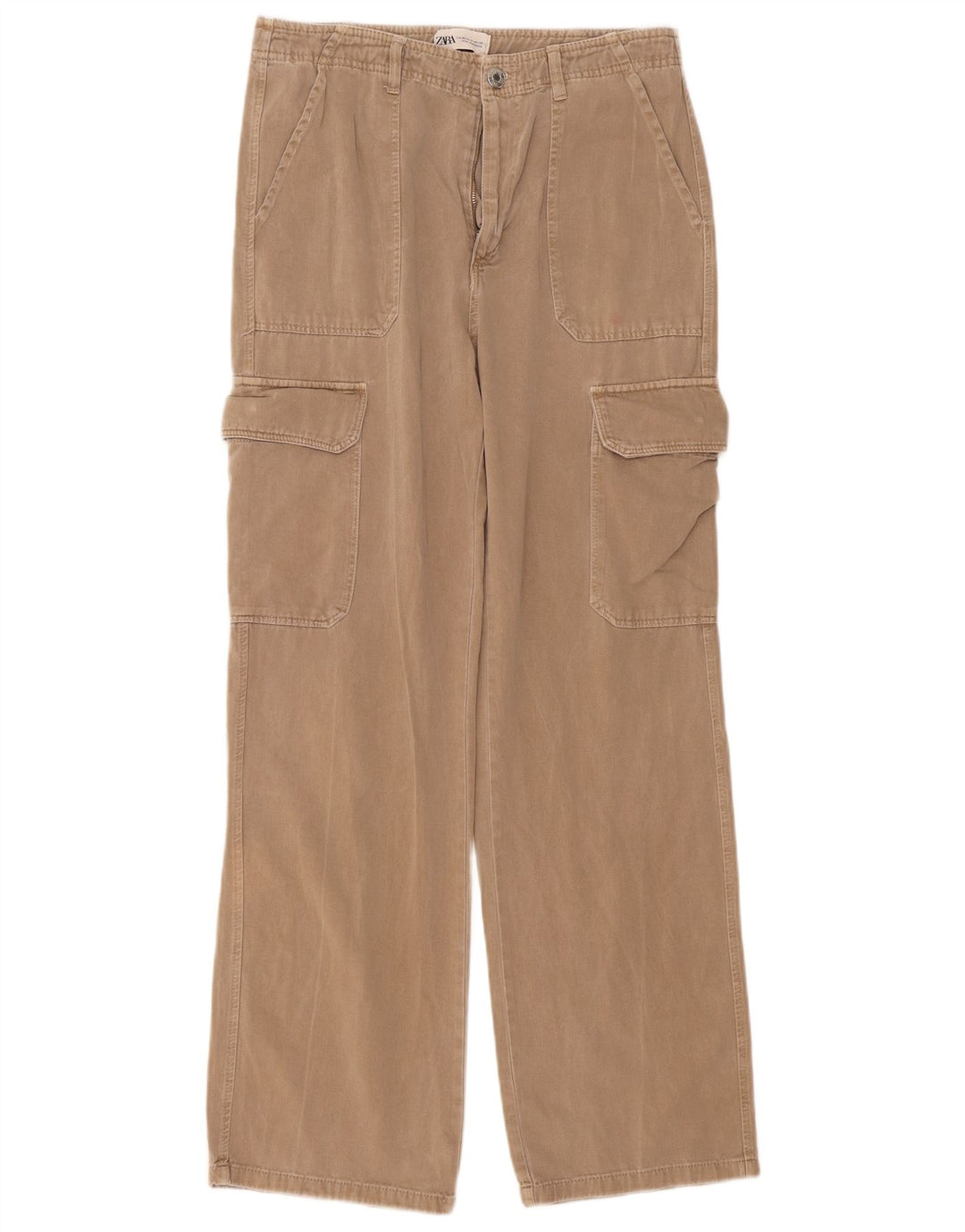 Zara Womens Straight Cargo Trousers EU 40 Medium W30 L31 Beige