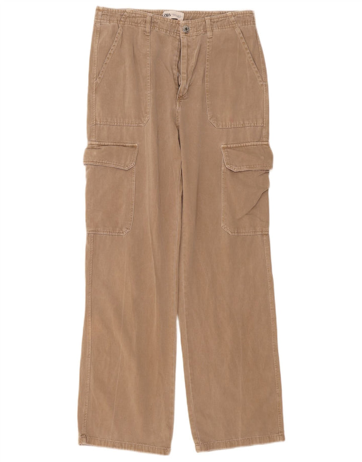 Zara Womens Straight Cargo Trousers EU 40 Medium W30 L31 Beige