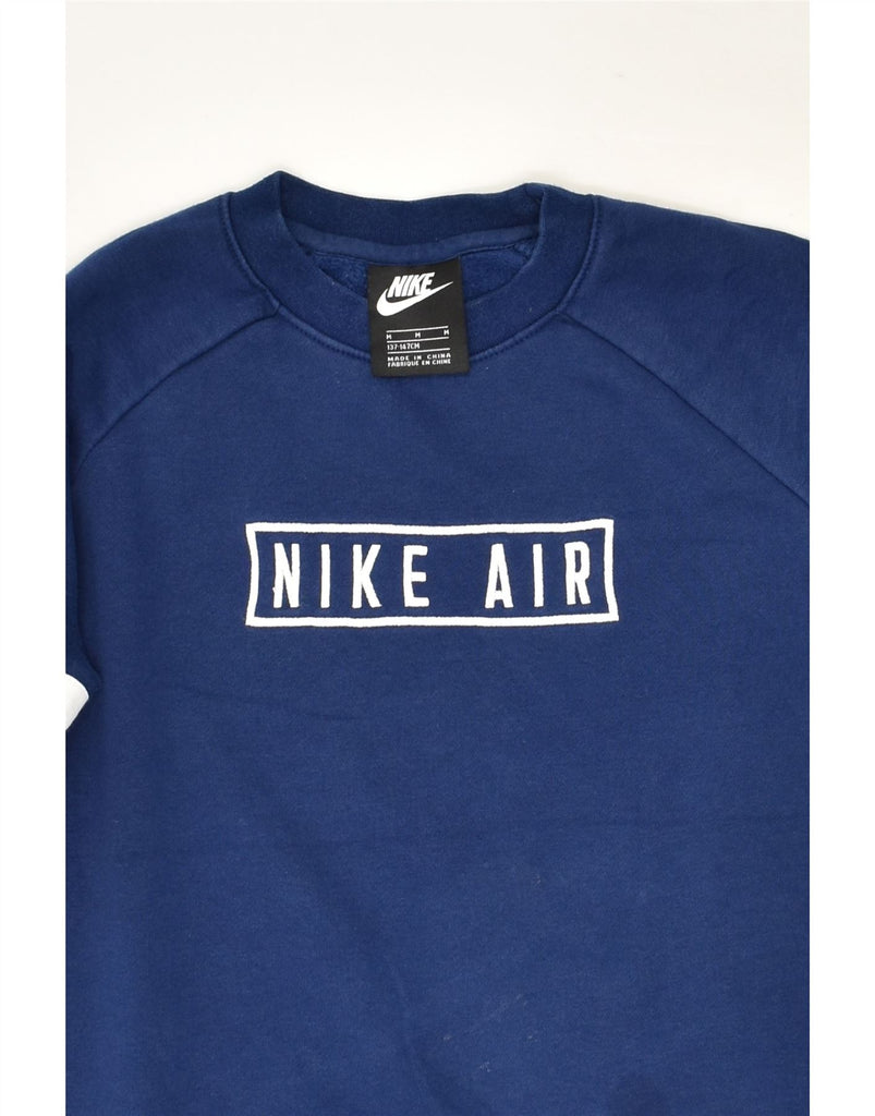 NIKE Boys Graphic Sweatshirt Jumper 10-11 Years Blue Colourblock Cotton | Vintage Nike | Thrift | Second-Hand Nike | Used Clothing | Messina Hembry 