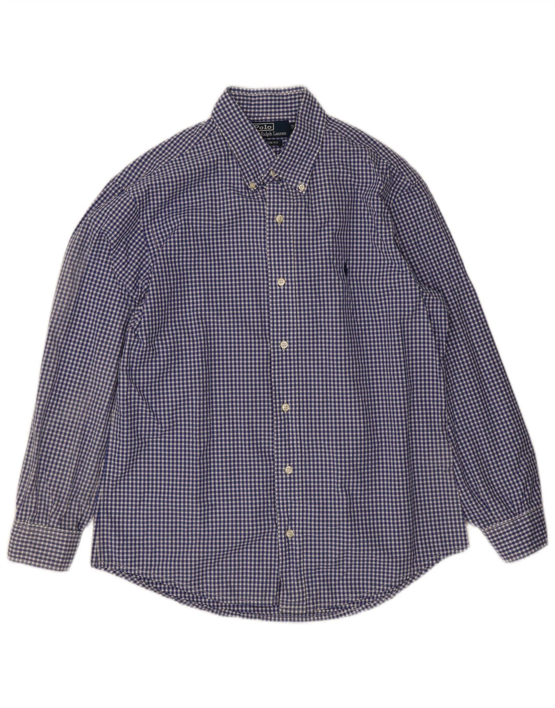 Polo Ralph Lauren Mens Shirt Size 39 15 1/2 Medium Navy Blue Gingham