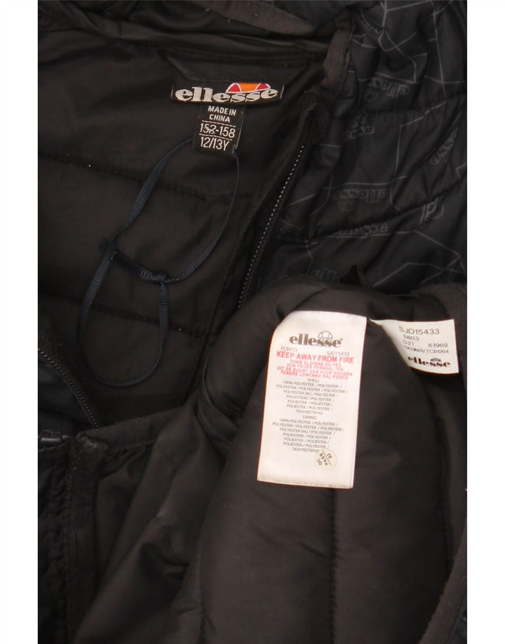 Ellesse Boys Graphic Padded Jacket 12-13 Years Black Geometric Polyester