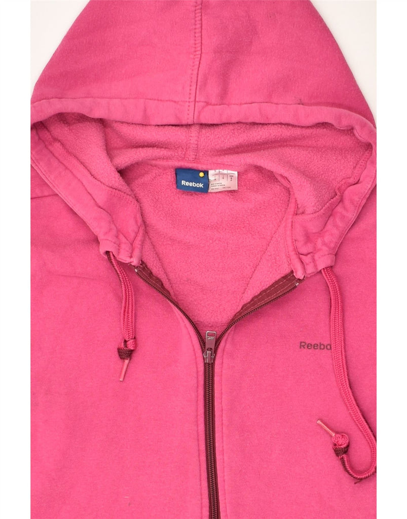 REEBOK Womens Zip Hoodie Sweater UK 10 Small Pink Cotton | Vintage Reebok | Thrift | Second-Hand Reebok | Used Clothing | Messina Hembry 