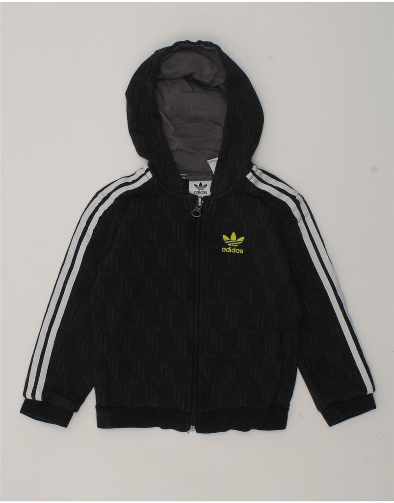 ADIDAS Baby Boys Zip Hoodie Sweater 18-24 Months Black Geometric Cotton | Vintage Adidas | Thrift | Second-Hand Adidas | Used Clothing | Messina Hembry 