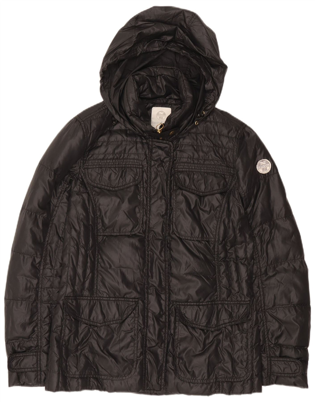 North Sails Womens Hooded Padded Jacket UK 16 Large Black Polyamide