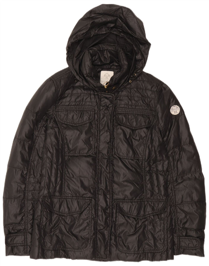 North Sails Womens Hooded Padded Jacket UK 16 Large Black Polyamide