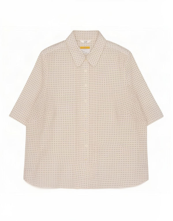 Marks & Spencer Womens Short Sleeve Shirt Blouse UK 24 4XL White Spotted