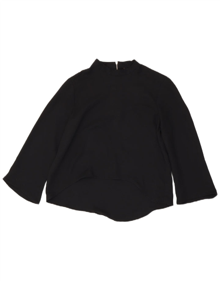 Zara Womens 3/4 Sleeve Blouse Top UK 14 Large Black
