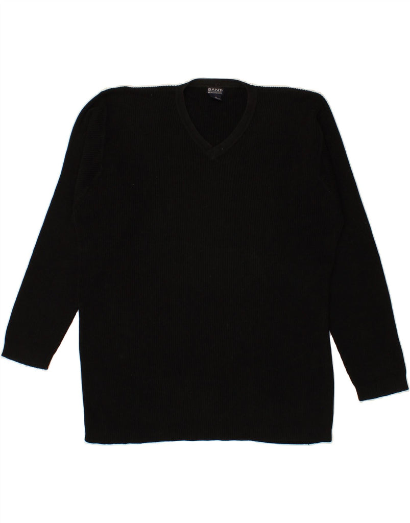 GANT Mens V-Neck Jumper Sweater Medium Black Cotton Vintage Gant and Second-Hand Gant from Messina Hembry 