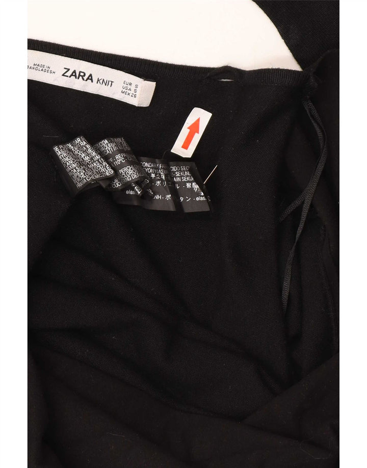 Zara Mens Open Cardigan Sweater UK 10 Small Black Viscose