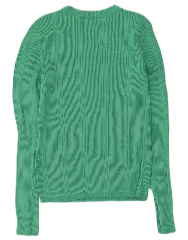 Marks & Spencer Womens Crop Boat Neck Jumper Sweater UK 10 Small Green