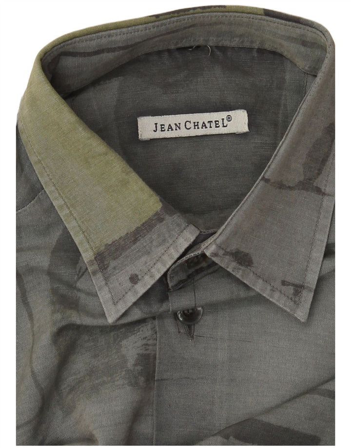 Jean chatel Mens Shirt Medium Grey Patchwork