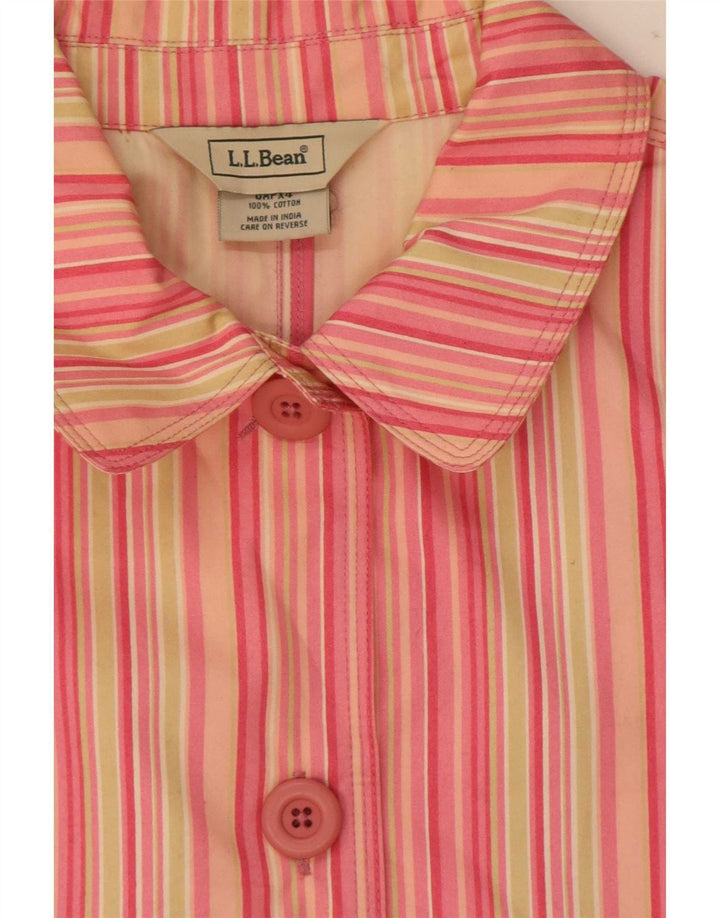 L.L.Bean Womens Petite 5 Button Blazer Jacket UK 14 Medium Pink Striped