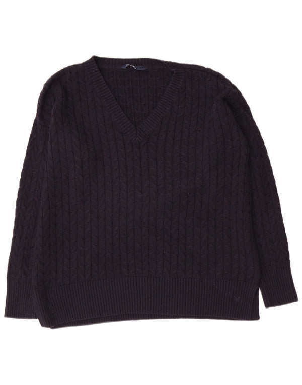 Crew Clothing Womens Oversized V-Neck Jumper Sweater UK 16 Large Navy Blue